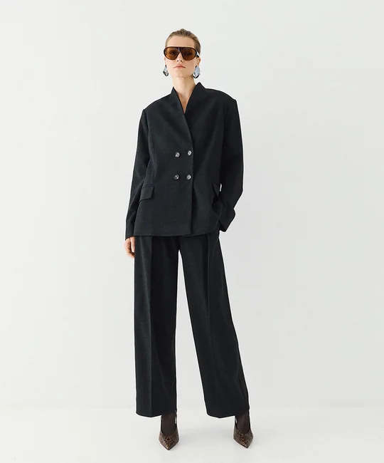 Blazer croisé ceinturé — Anthracite