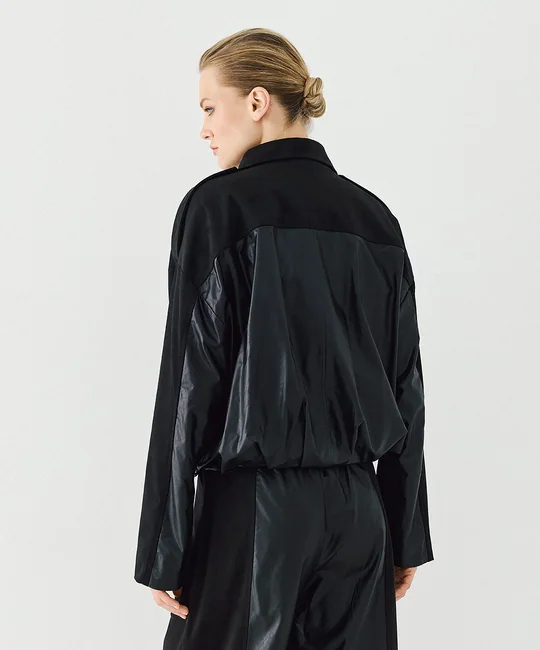 Blouson bimatière en simili cuir — vue 5