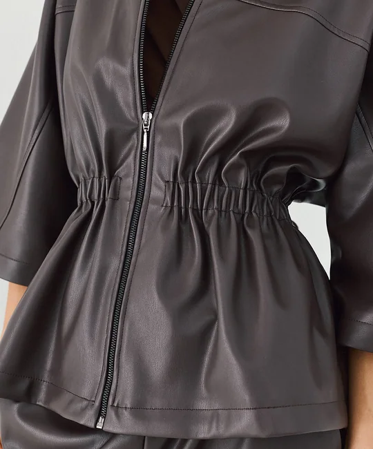 Veste en simili cuir à coulisse — vue 3