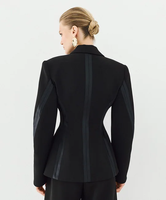 Blazer ajusté à détails satinés — vue 5