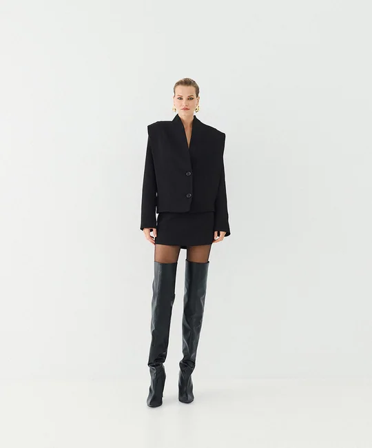 Blazer court sans revers — Noir