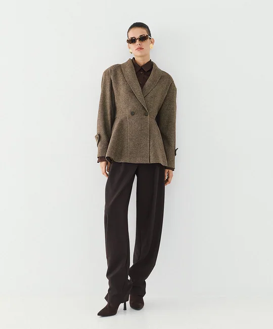 Blazer croisé à col châle — Taupe