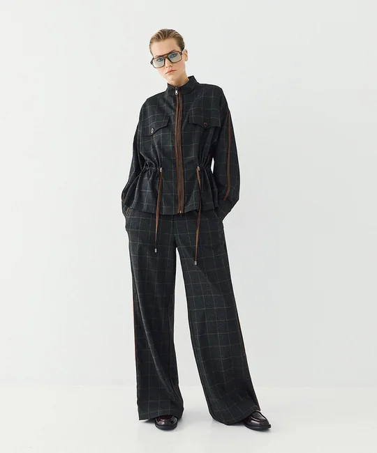 Veste à carreaux à cordons — Anthracite