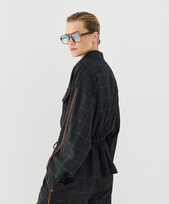 Veste à carreaux à cordons — vue 3