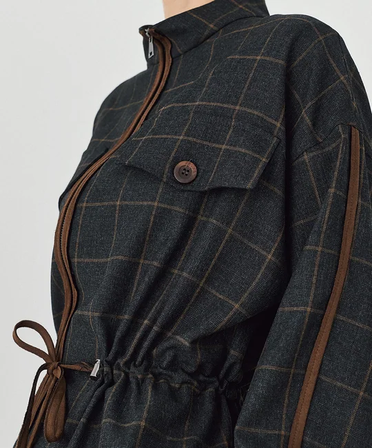 Veste à carreaux à cordons — vue 4