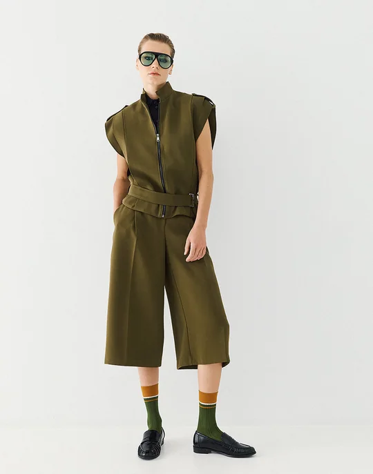 Veste sans manches plissée ceinturée — vue 1