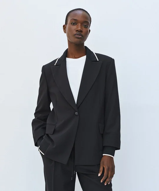 Blazer à détails côtelés — Noir