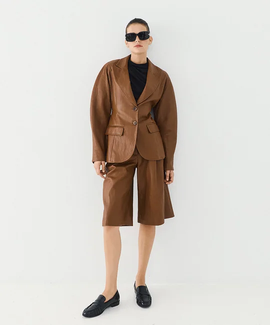 Blazer ajusté en simili cuir — vue 1