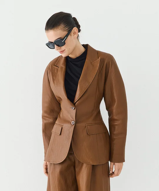 Blazer ajusté en simili cuir — vue 2