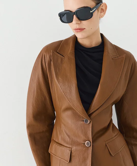 Blazer ajusté en simili cuir — vue 5