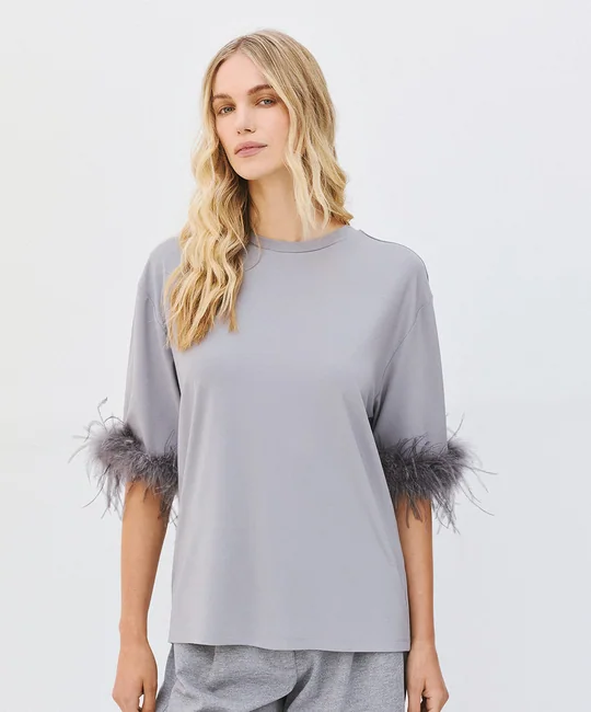 Blouse aux manches bordées de plumes — vue 3