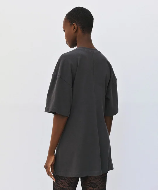 T-shirt long plissé en coton — vue 4