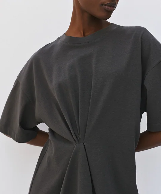T-shirt long plissé en coton — vue 5