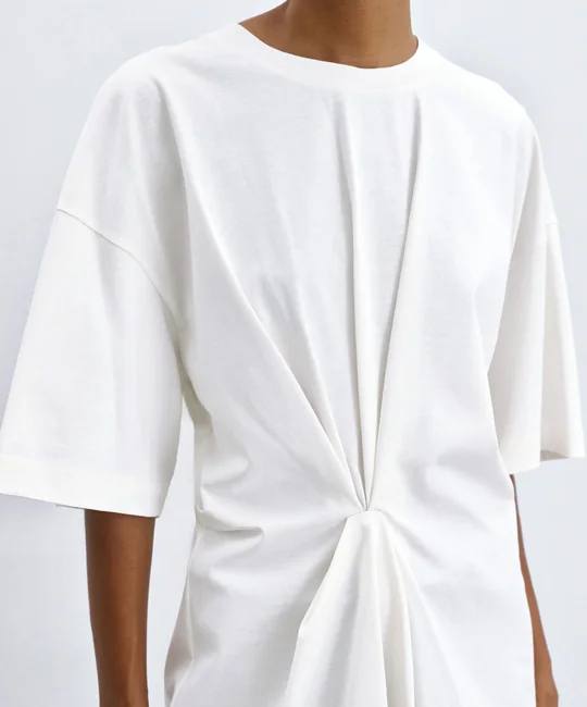 T-shirt long plissé en coton — vue 3