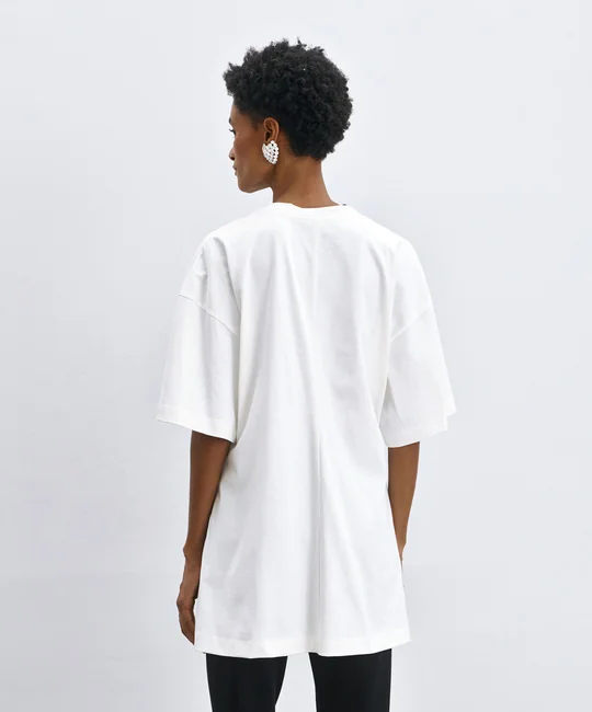 T-shirt long plissé en coton — vue 4