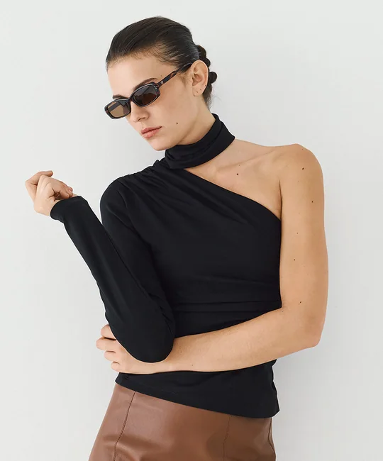 Blouse asymétrique froncée — vue 1