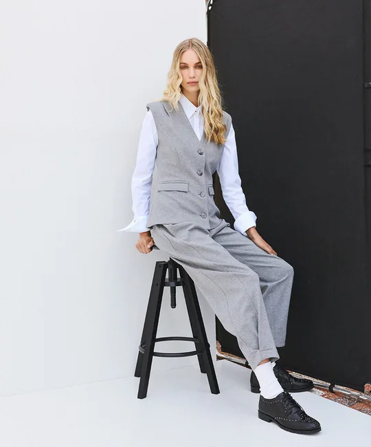 Gilet de tailleur long à poches — Gris