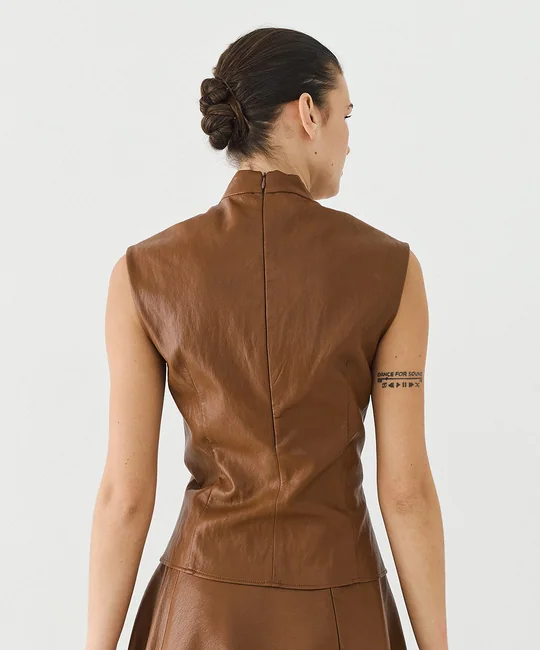 Top en simili cuir noué — vue 4