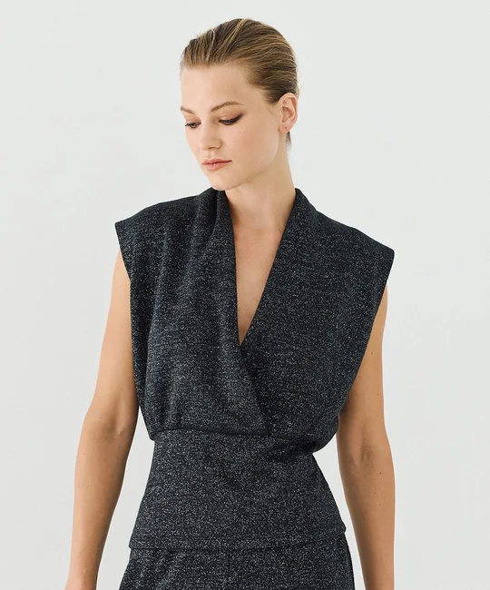 Top cache-cœur en maille lurex — vue 2