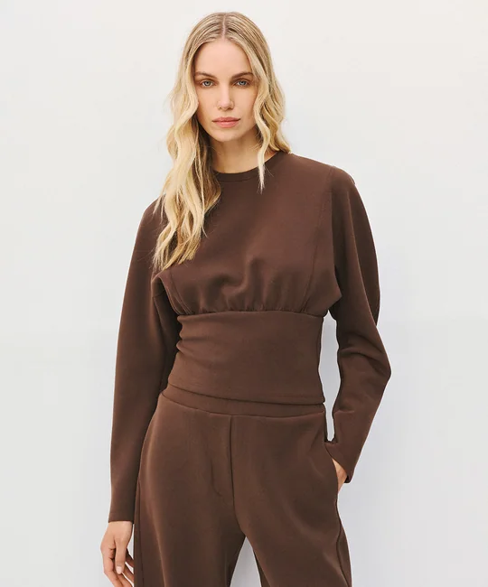 Top effet corset — Café