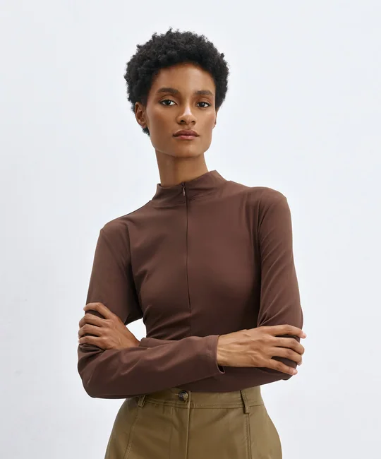 Body col montant zippé — Café