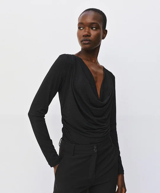 Blouse drapée à strass — vue 3