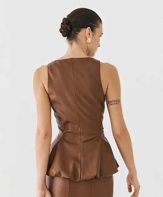 Top péplum en simili cuir — vue 4
