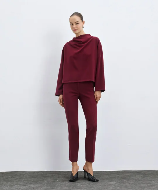 Blouse à col drapé — Bordeaux