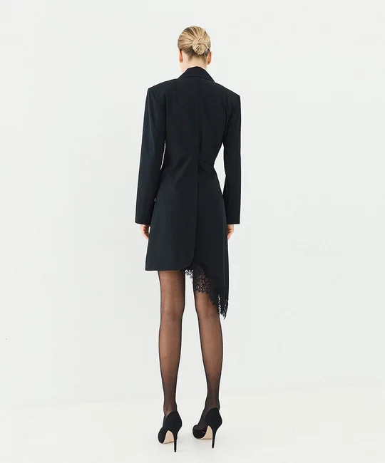Robe blazer portefeuille à ourlet dentelle — vue 3
