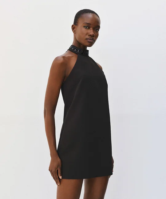 Robe courte col licou orné de pierres — vue 4