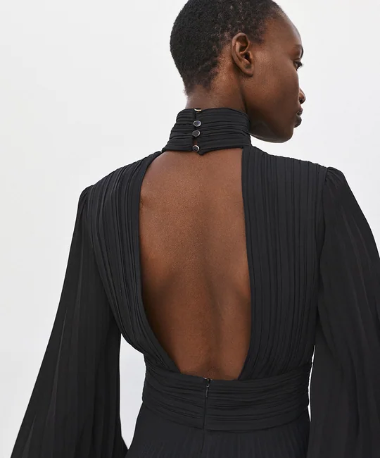 Robe courte plissée dos ouvert — vue 5