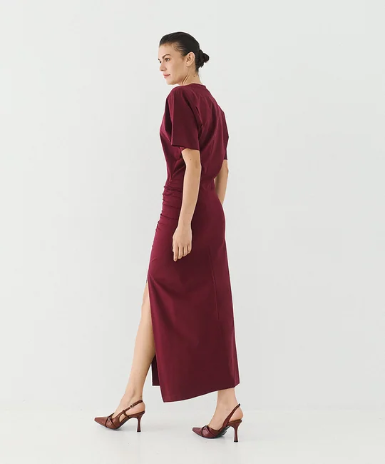 Robe midi fendue et froncée — vue 4