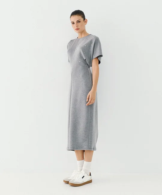 Robe midi manches chauve-souris à strass — vue 3