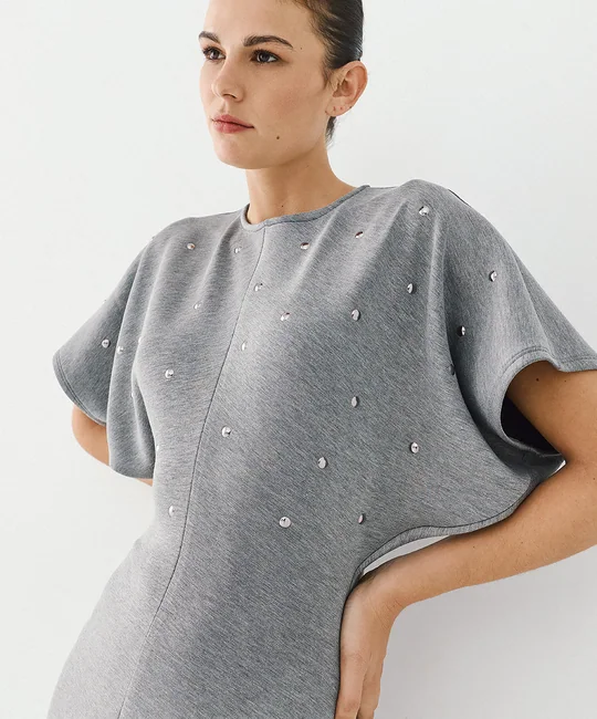 Robe midi manches chauve-souris à strass — vue 5