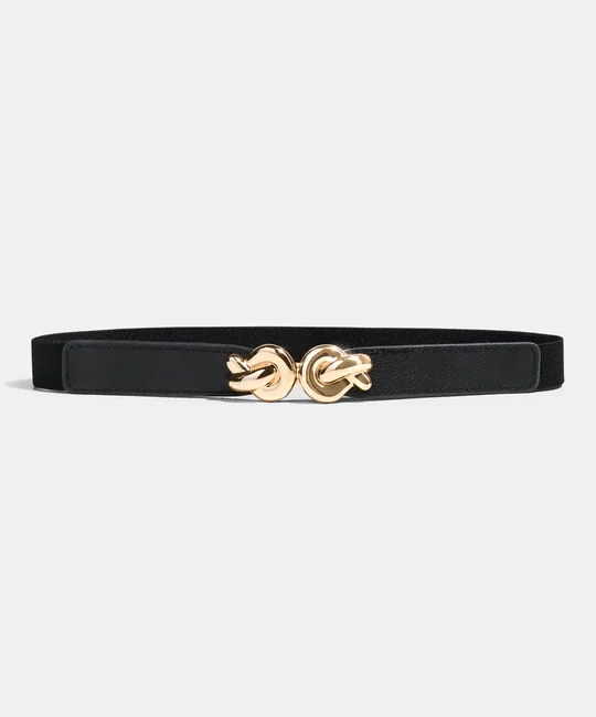 Ceinture élastique à boucle métal — Noir