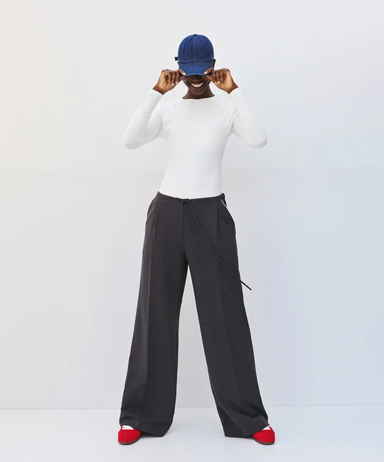 Pantalon large à passepoil contrasté — vue 3