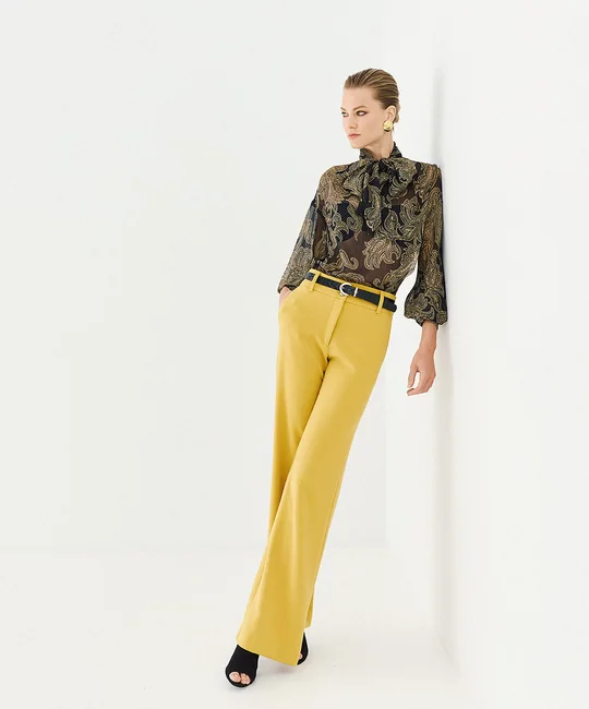 Pantalon taille haute — Jaune