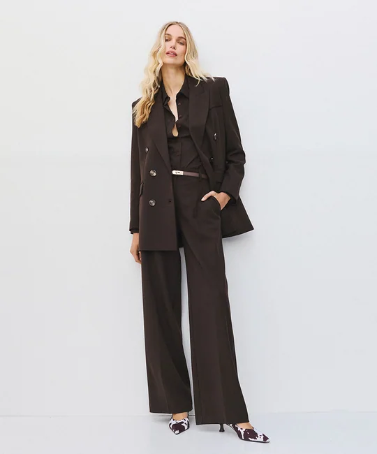 Pantalon large de tailleur — Café