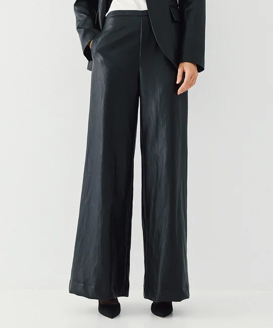 Pantalon large en simili cuir — vue 2