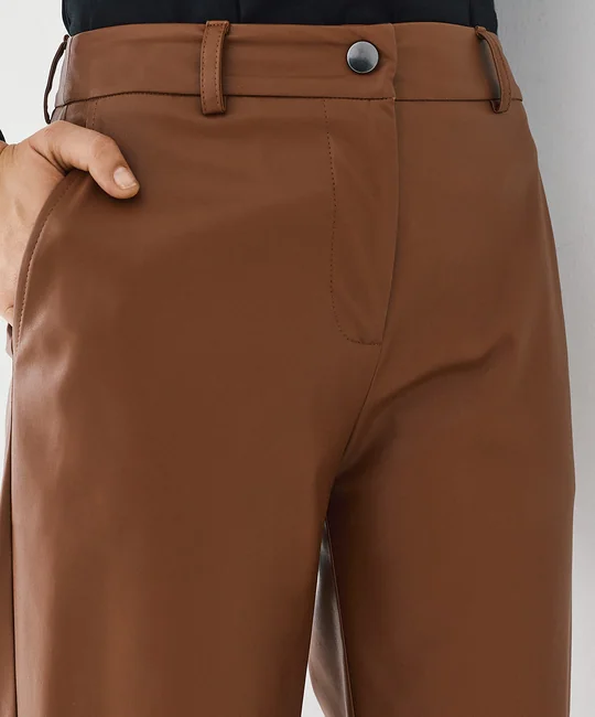 Pantalon évasé en simili cuir — vue 3