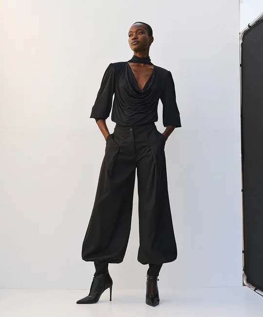 Pantalon sarouel à pinces — Noir