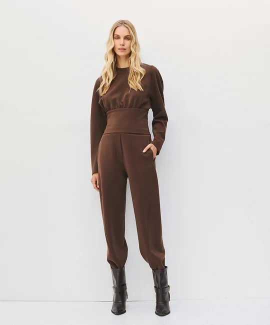 Pantalon resserré aux chevilles — Café