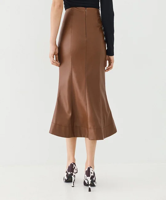 Jupe midi sirène en simili cuir — vue 3
