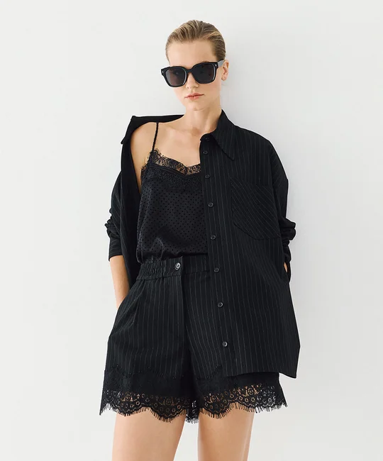 Chemise rayée dos dentelle — vue 6