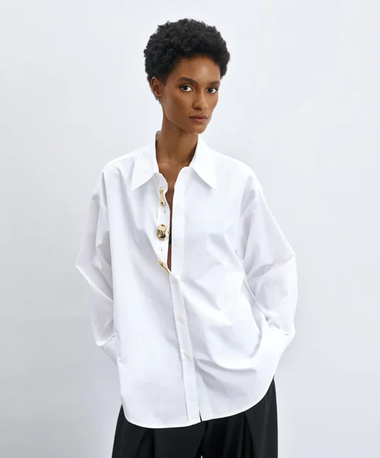 Chemise à détails métalliques — Blanc