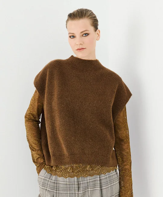 Pull sans manches col montant — vue 3
