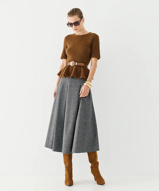 Pull péplum manches courtes — Cognac
