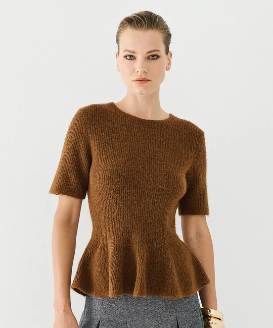 Pull péplum manches courtes — vue 3